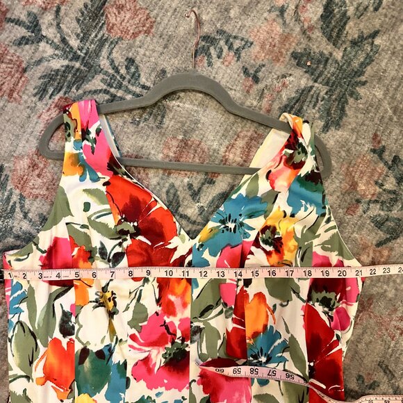 Lauren by Ralph Lauren Sleeveless Fit and Flare Dress colorful floral print 16W - Picture 2 of 6